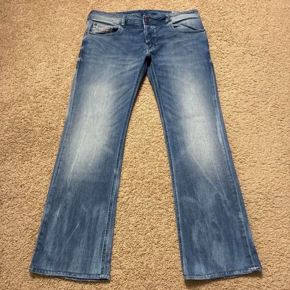 Western Y2K Style Diesel Zatiny Stretch Bootcut Blue Jeans Altered Hem Size 32